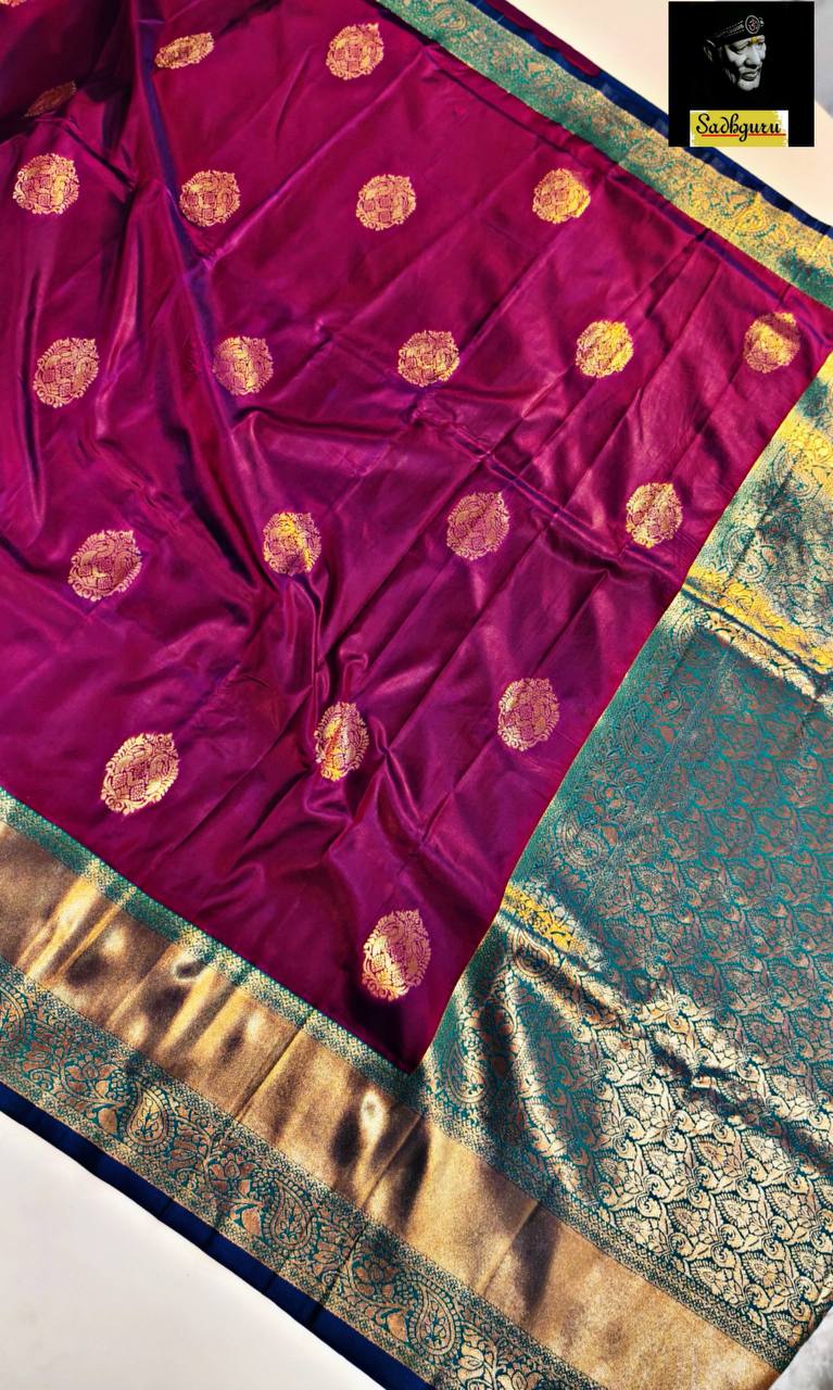 Premium Kanjivaram Soft Silk Saree with Copper Zari