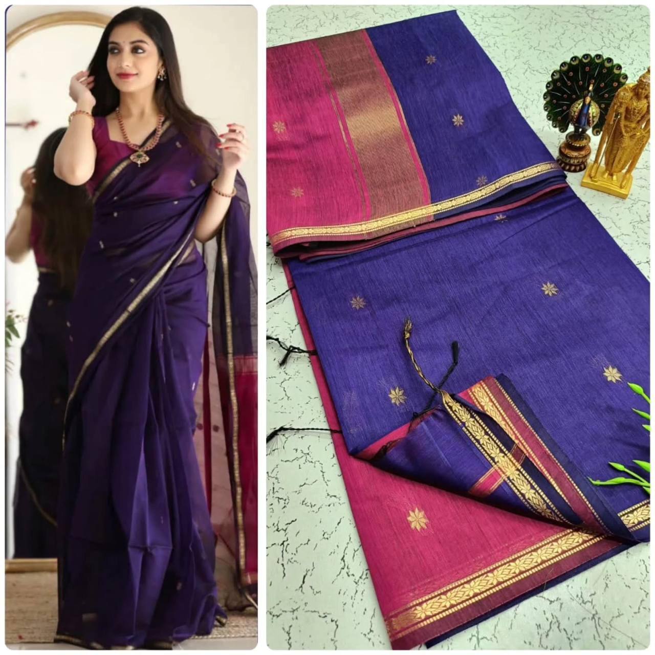 Lilan Slub Soft Cotton Saree with Rich Weaving Blouse