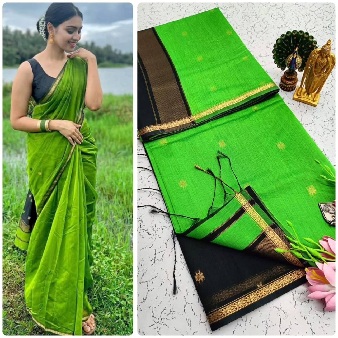 Lilan Slub Soft Cotton Saree with Rich Weaving Blouse
