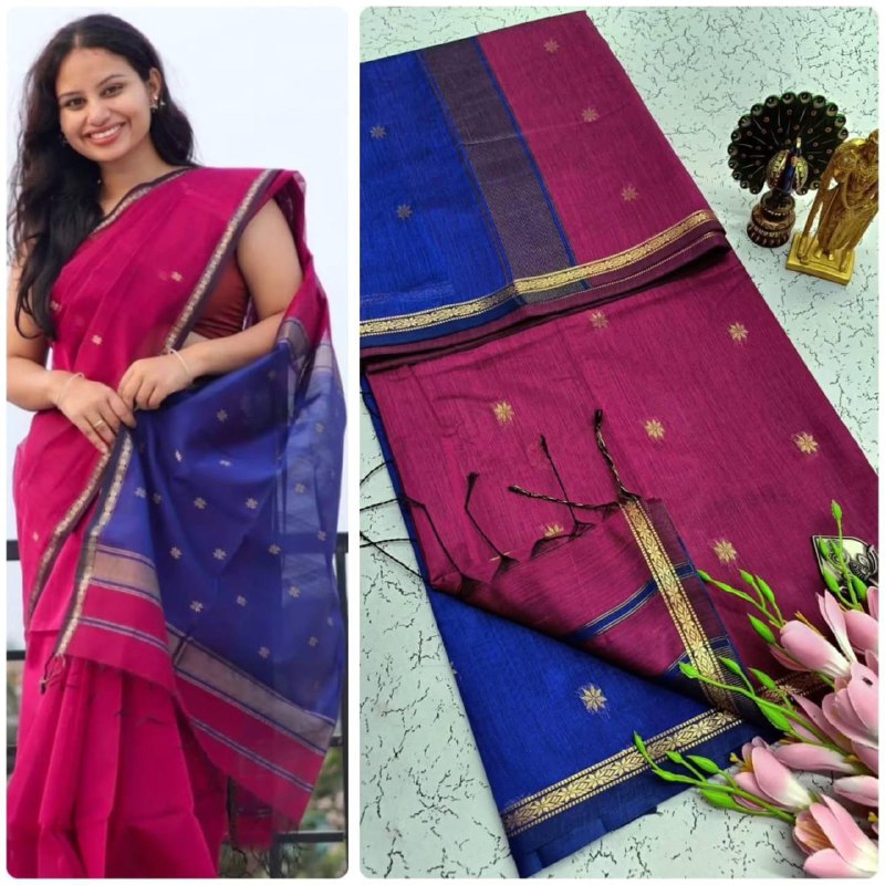 Lilan Slub Soft Cotton Saree with Rich Weaving Blouse