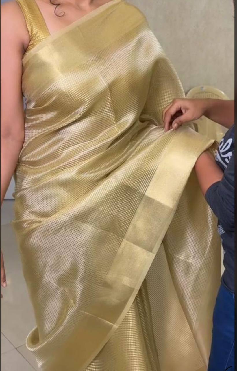 Nayanthara Inspired Banarasi Golden Tissue Silk Saree