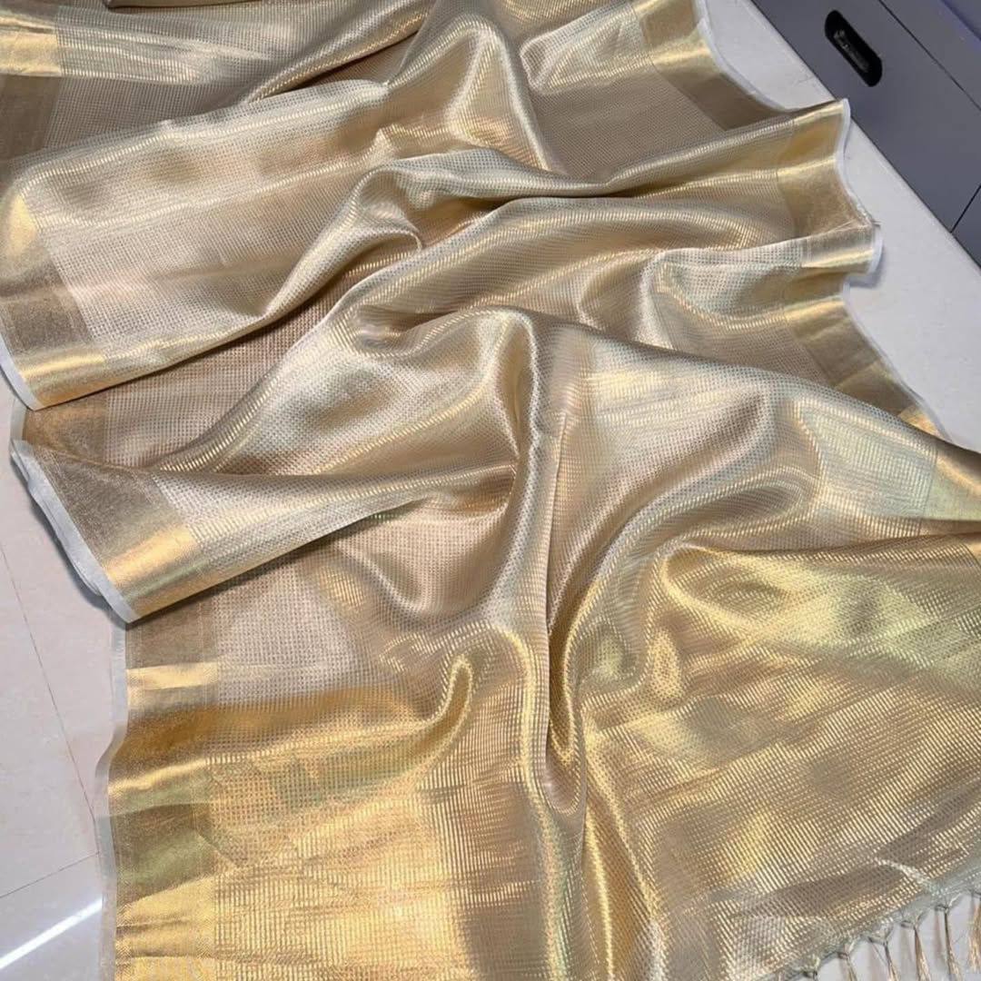 Nayanthara Inspired Banarasi Golden Tissue Silk Saree