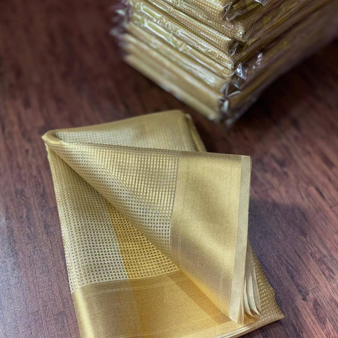 Nayanthara Inspired Banarasi Golden Tissue Silk Saree