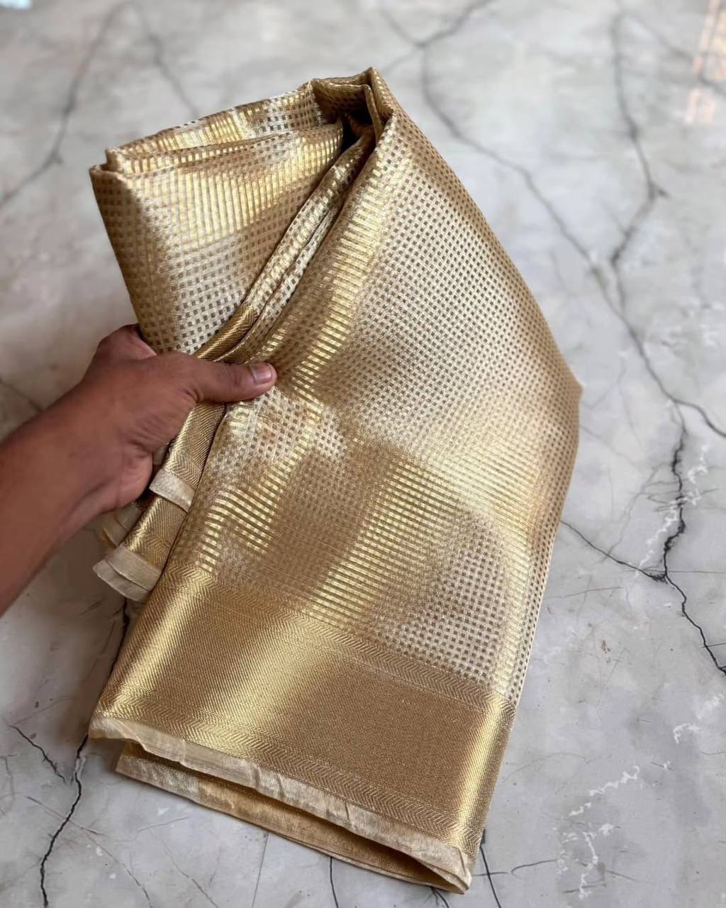 Nayanthara Inspired Banarasi Golden Tissue Silk Saree