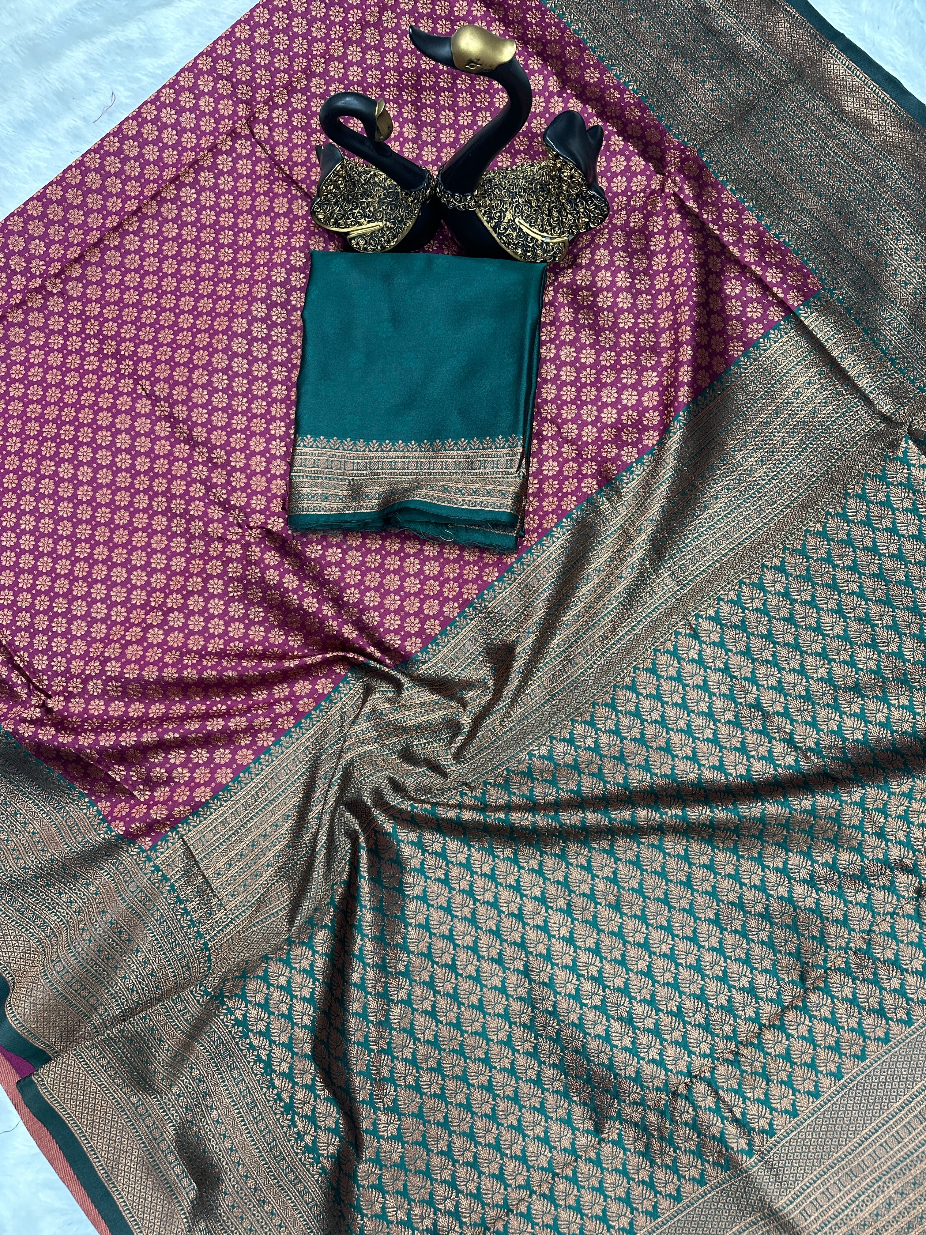 Statement Bridal Saree with Banarasi Art on Lichi Silk