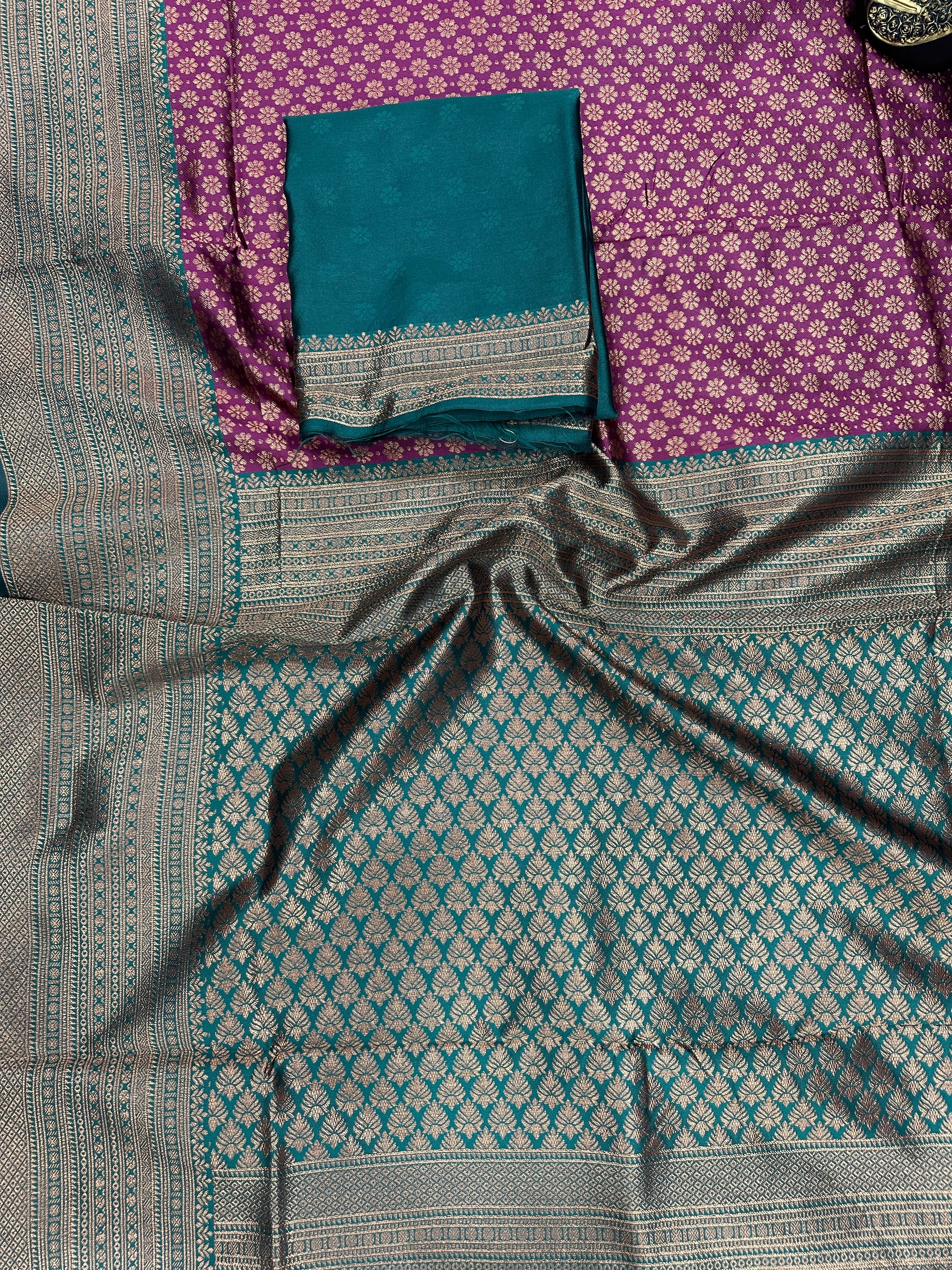 Statement Bridal Saree with Banarasi Art on Lichi Silk