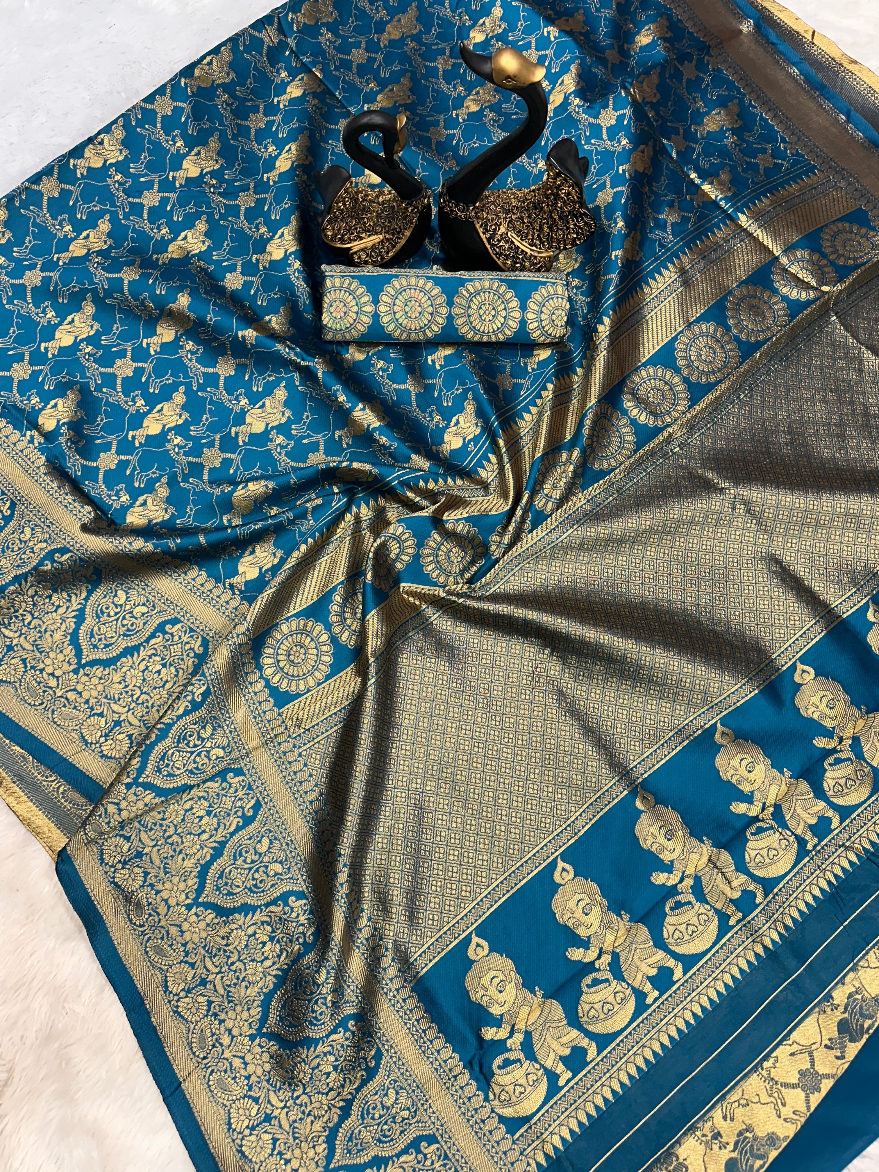 Graceful Organic Banarasi Lichi Silk Wedding Saree