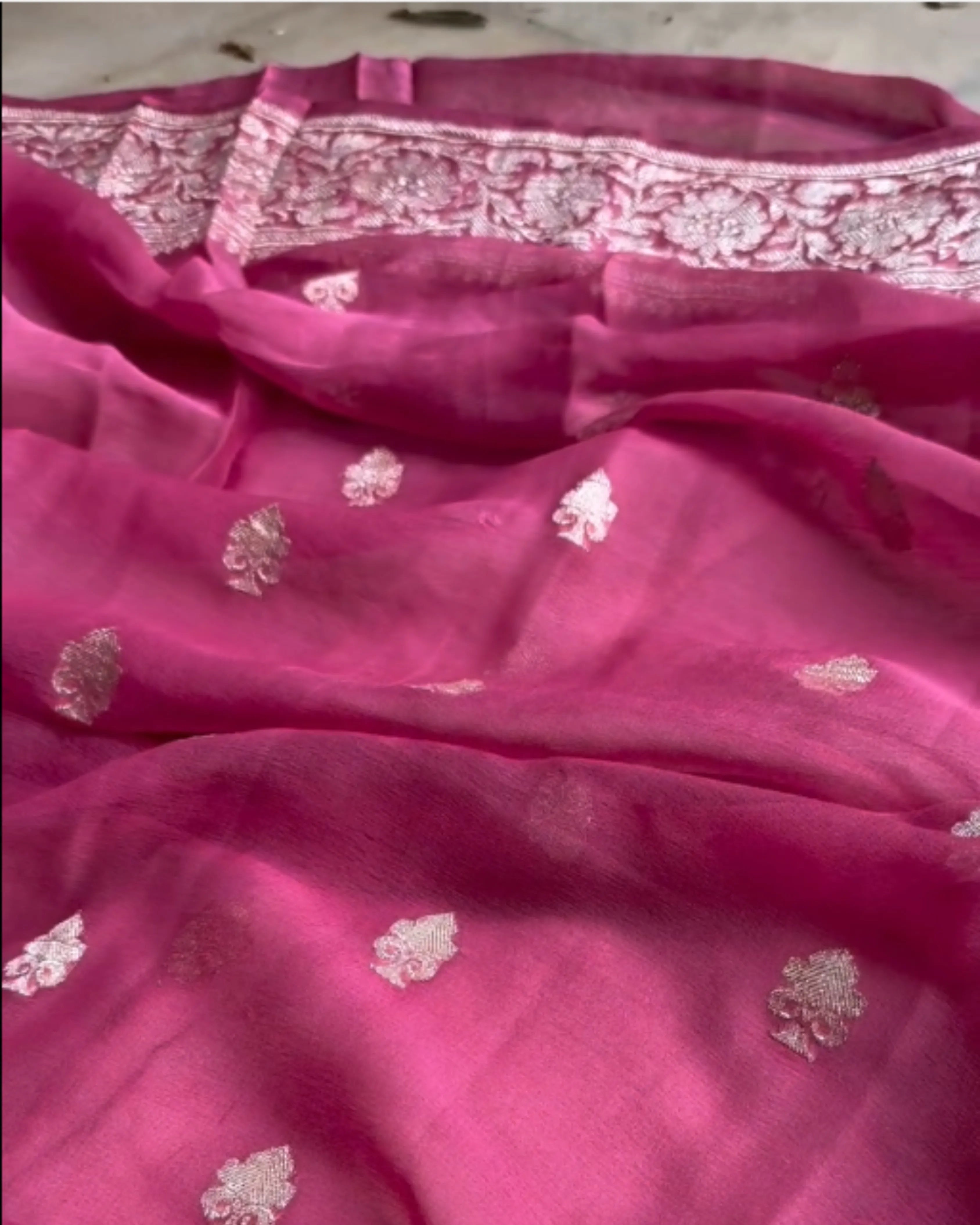 Magenta Banarsi Silk Saree