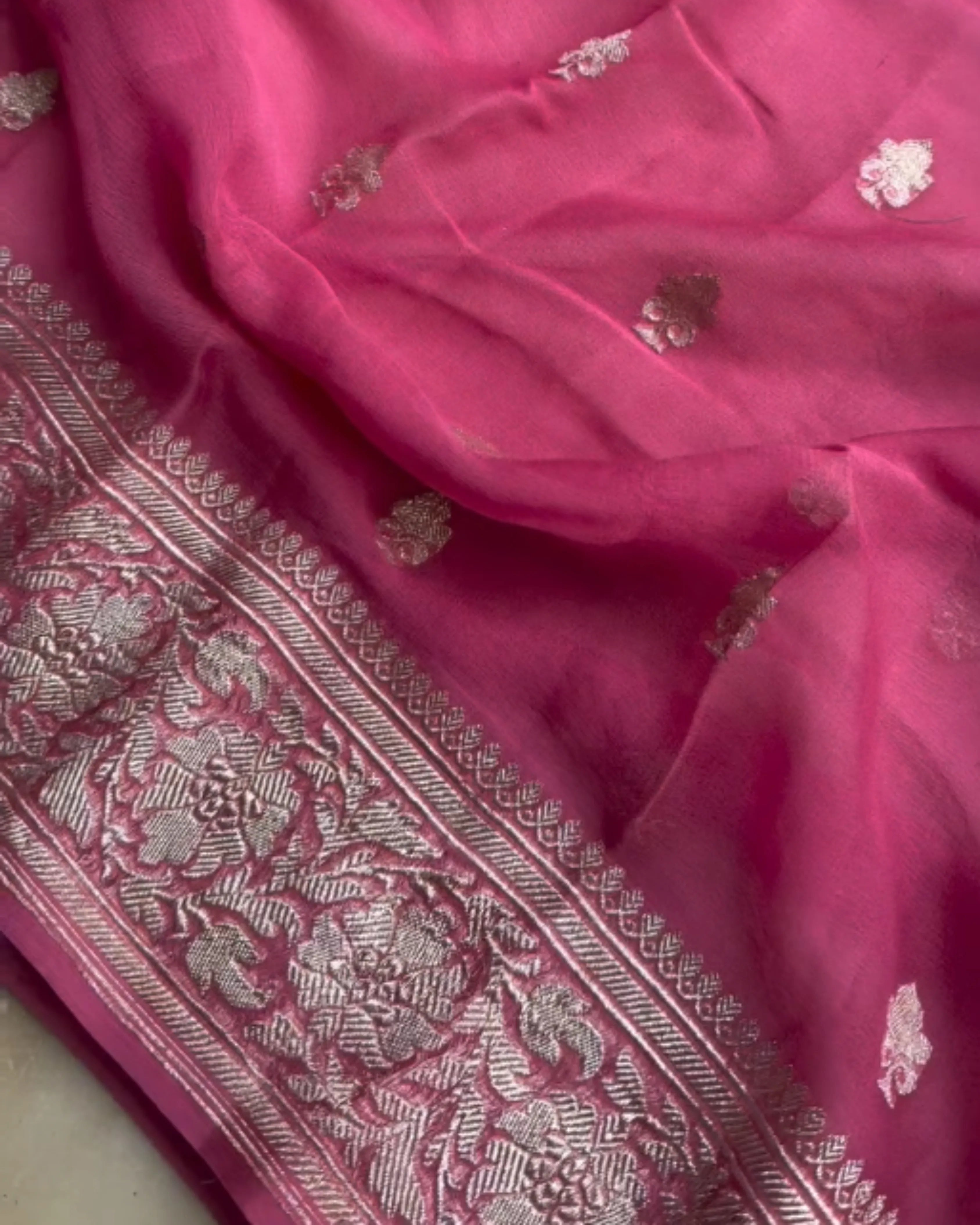 Magenta Banarsi Silk Saree