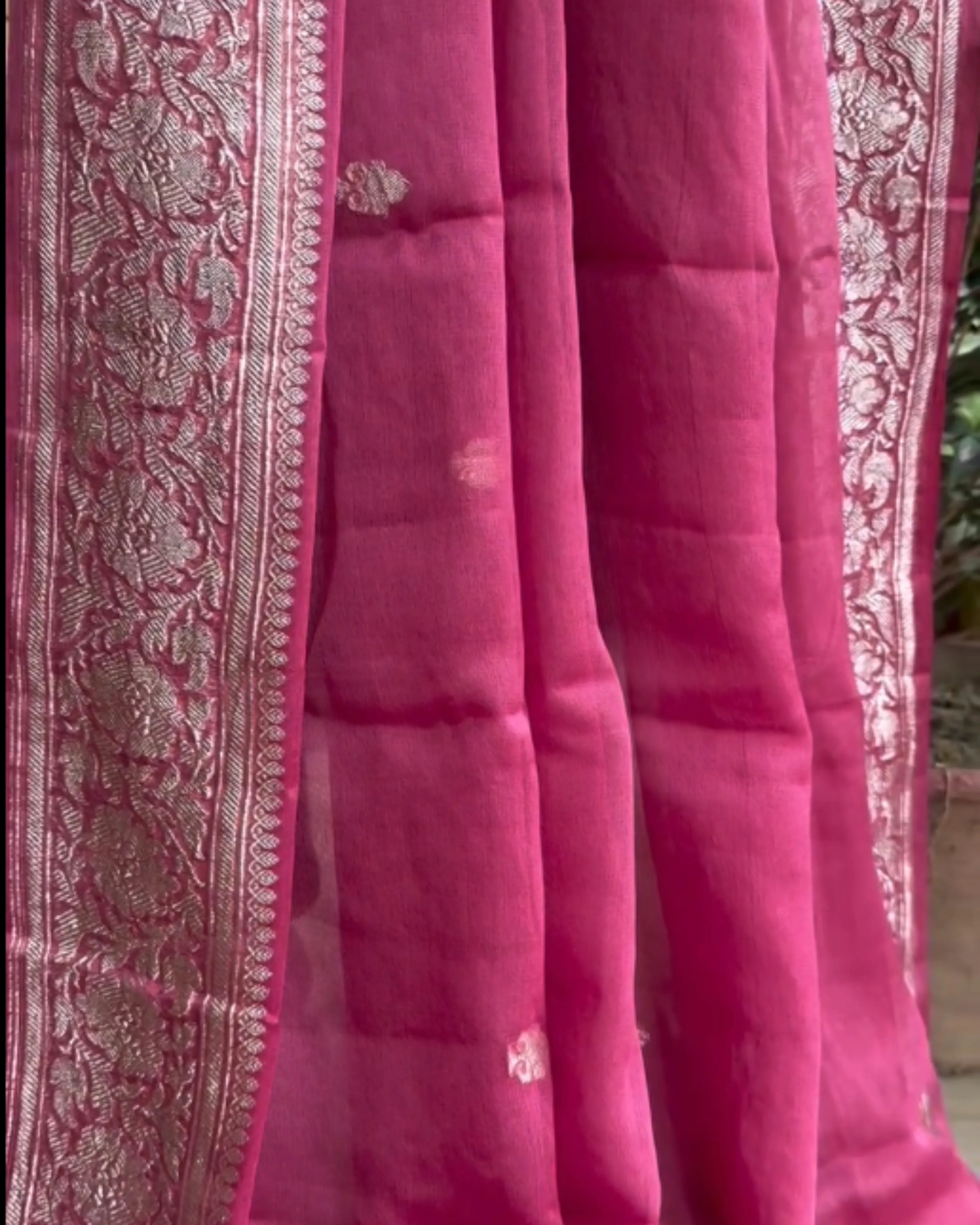 Magenta Banarsi Silk Saree