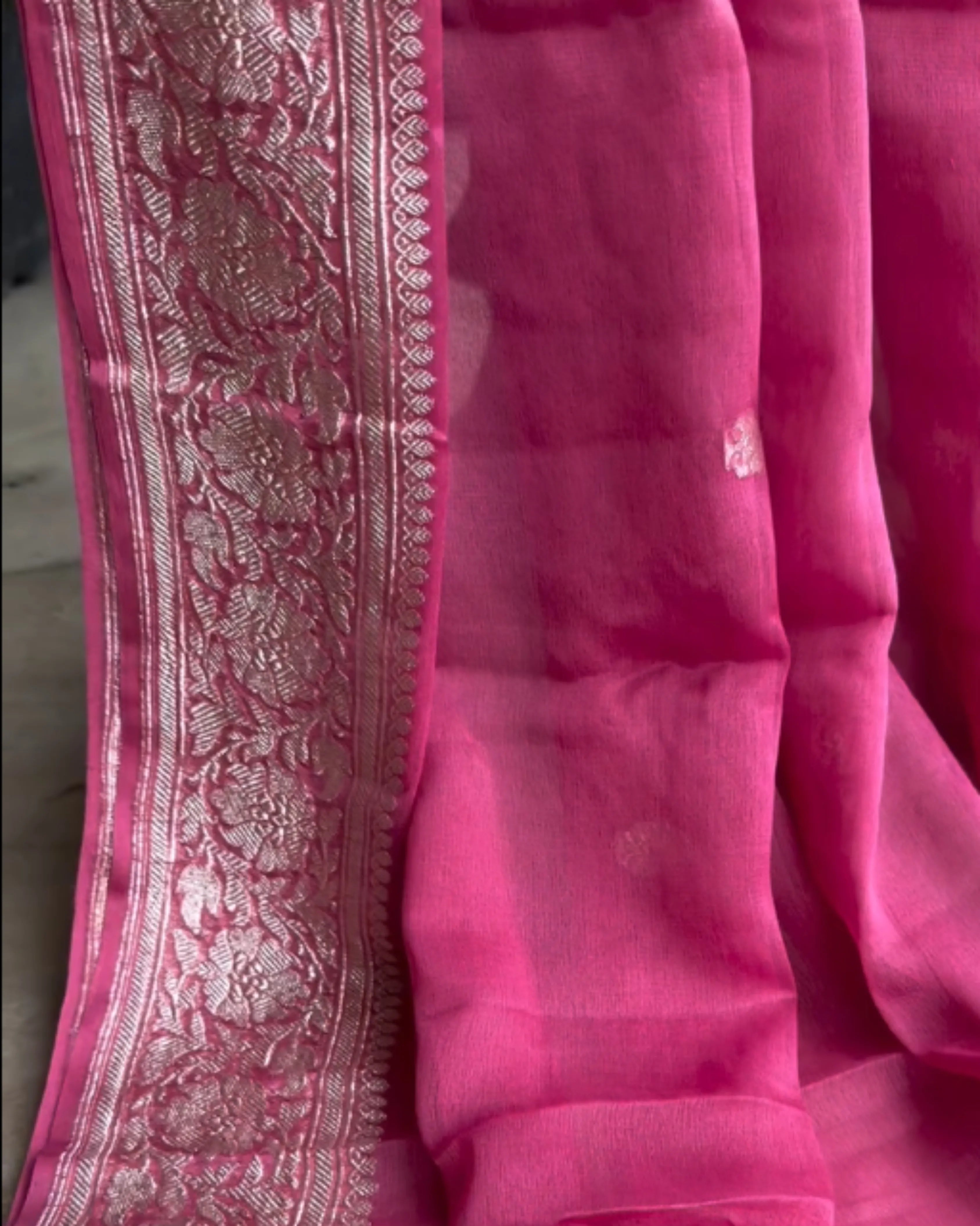 Magenta Banarsi Silk Saree
