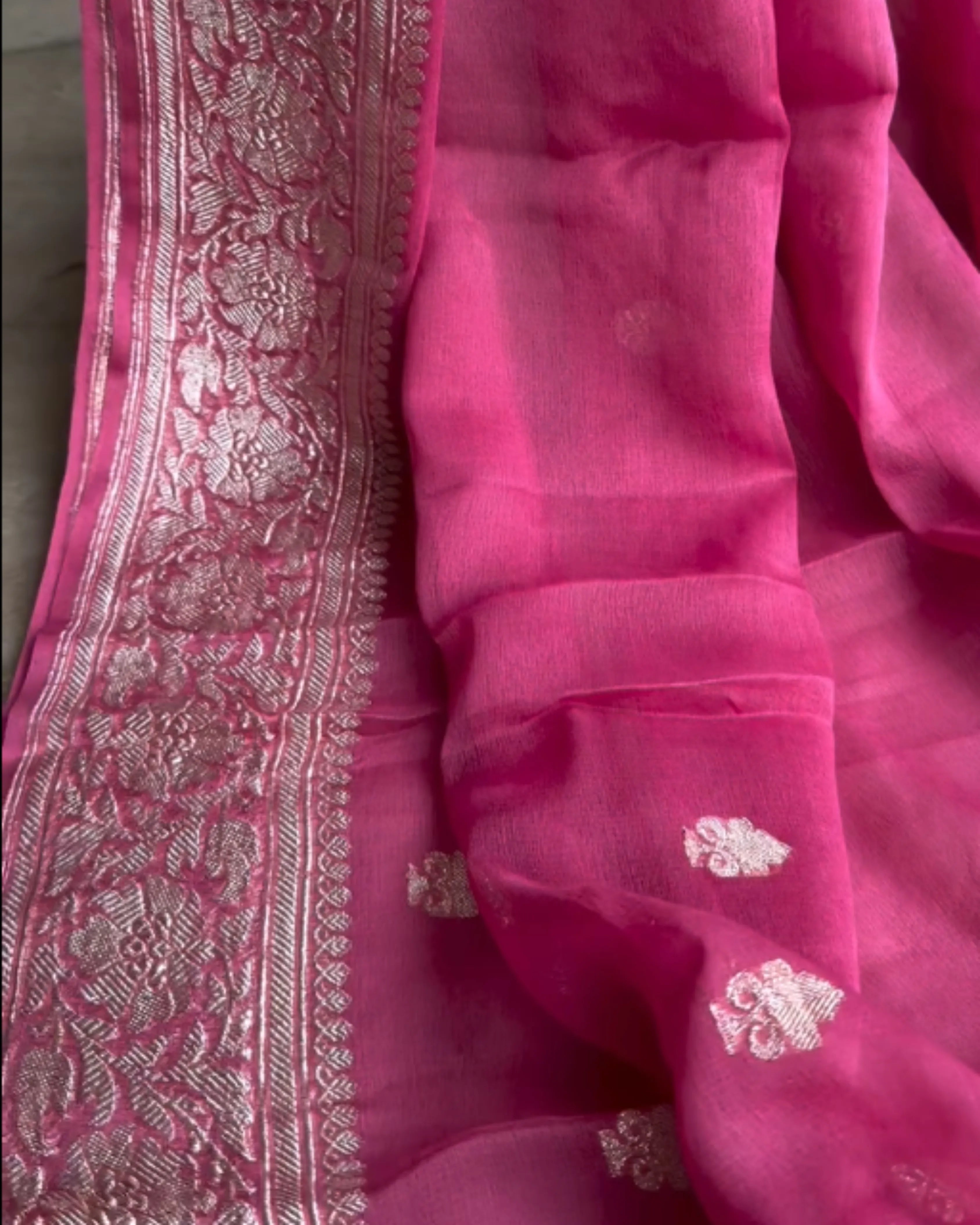 Magenta Banarsi Silk Saree