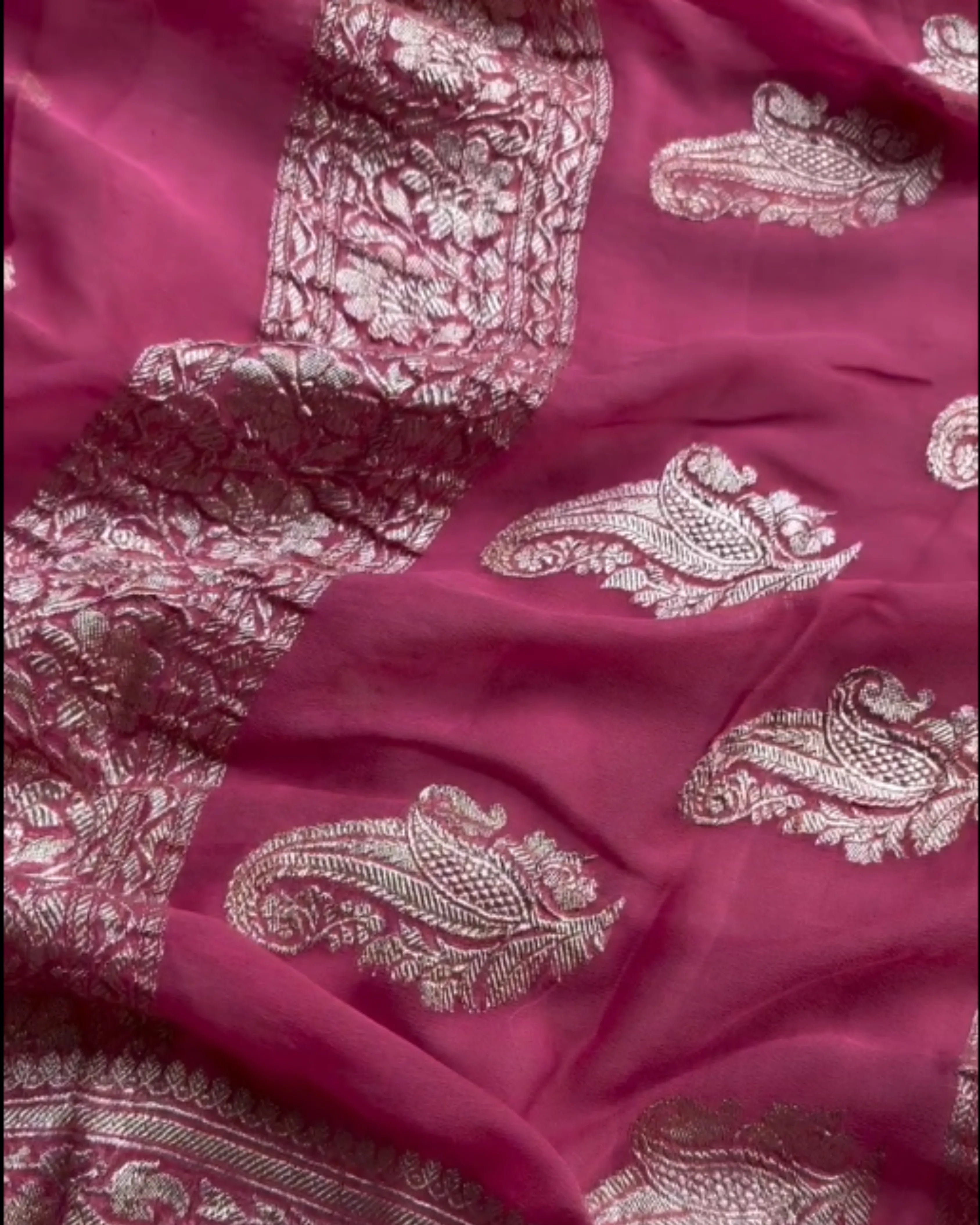 Magenta Banarsi Silk Saree