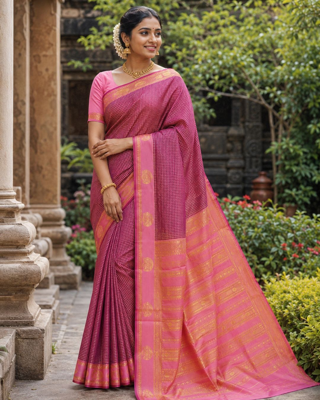 Rajkumari Pink Weave Silk Saree