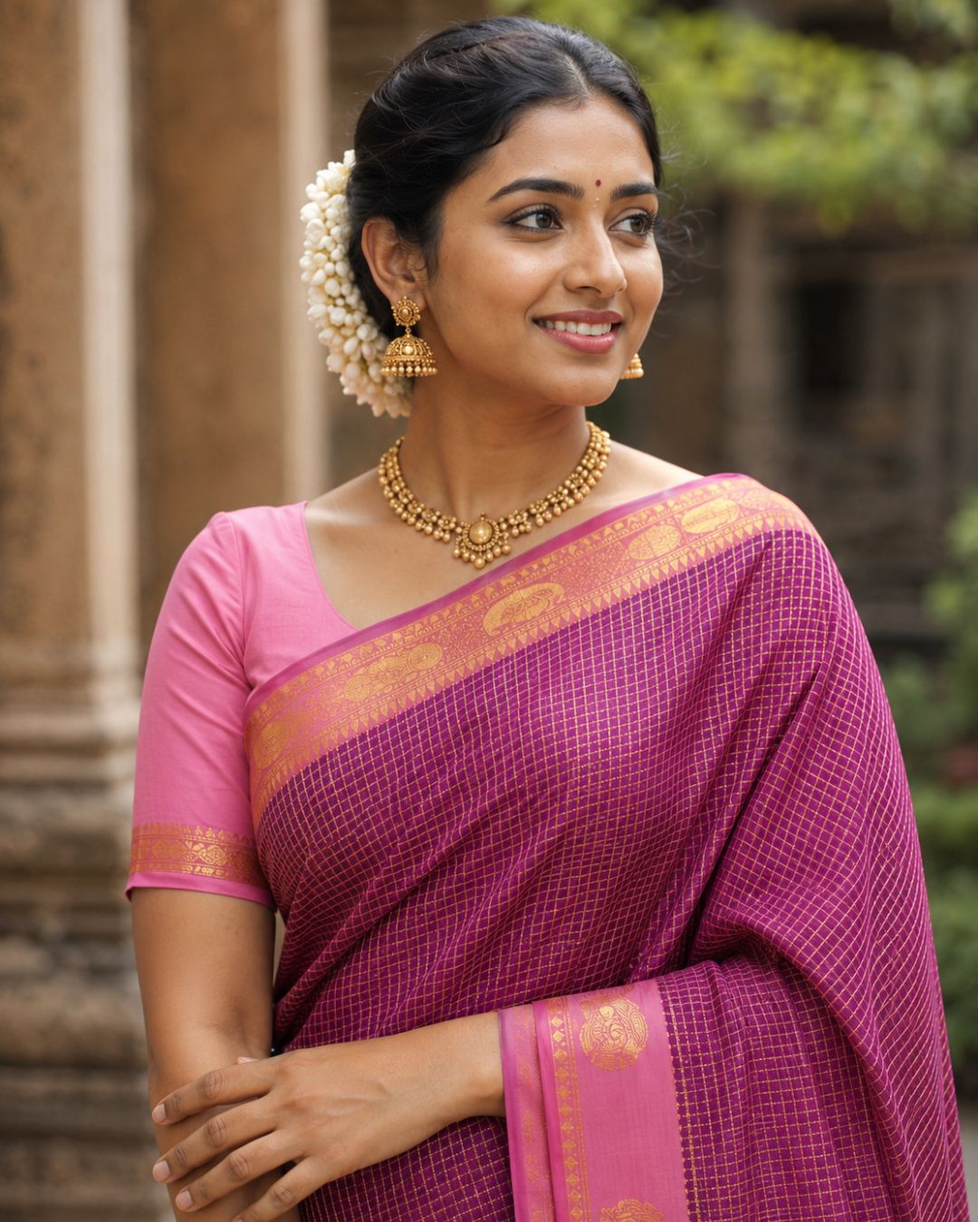 Rajkumari Pink Weave Silk Saree