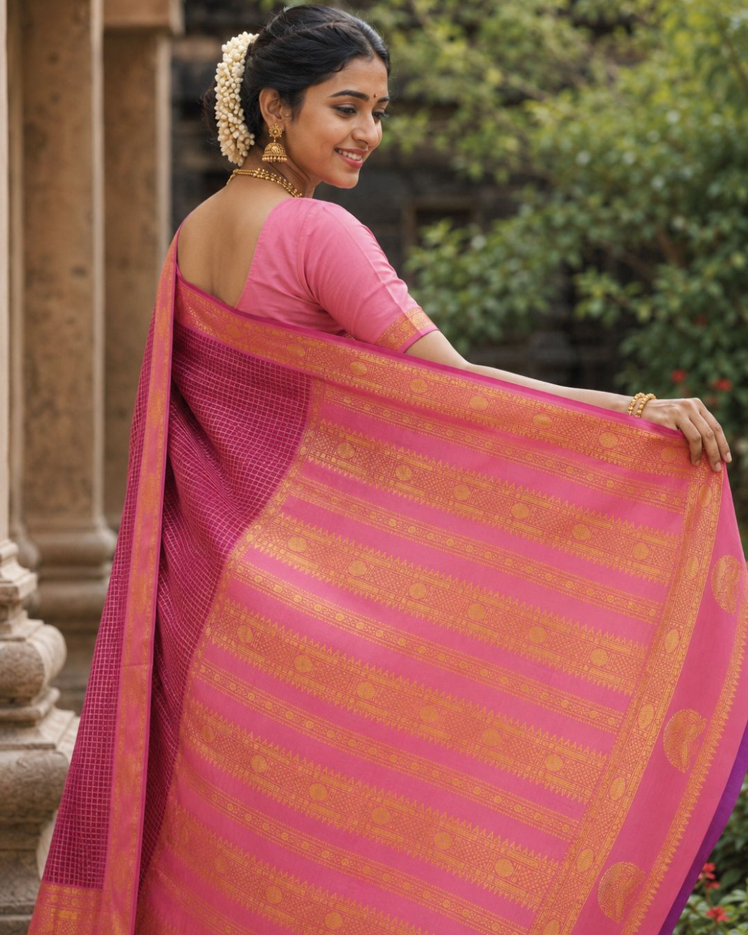 Rajkumari Pink Weave Silk Saree