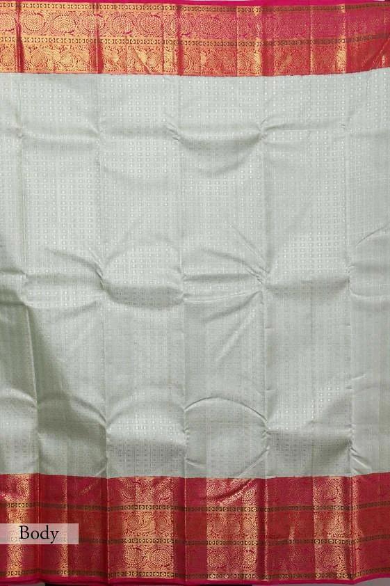 Royal Pink and Mint Green Silk Saree with Rich Zari Border