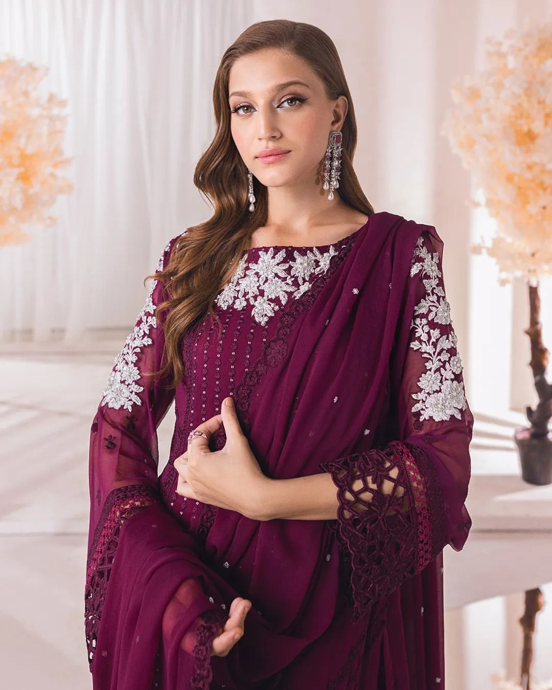 Heavy Embroidered Georgette Kurta and Pant Set with Organza Dupatta