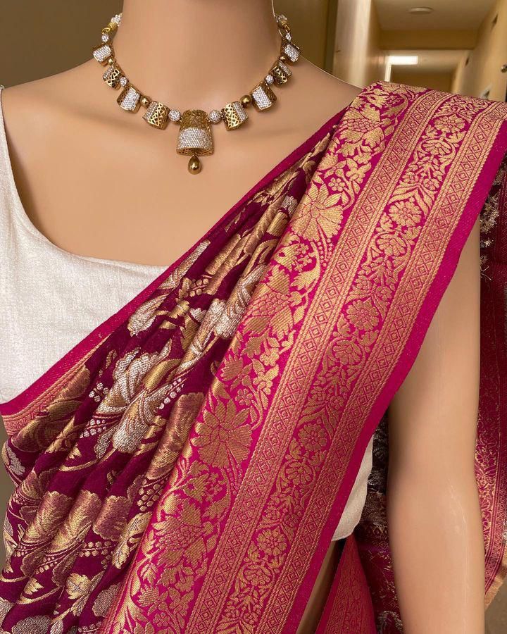 Elegant Organic Banarasi Lichi Silk Wedding Saree