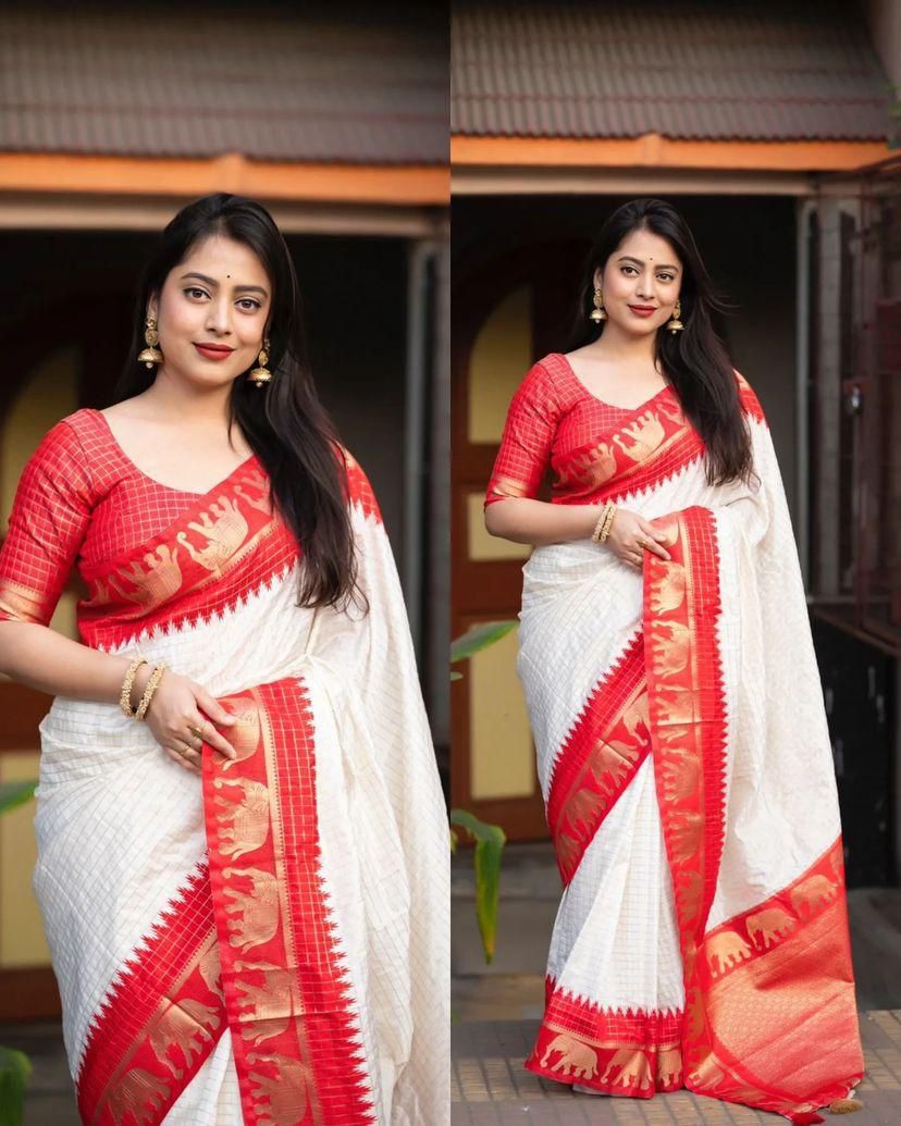 Elegant Organic Banarasi Lichi Silk Wedding Saree