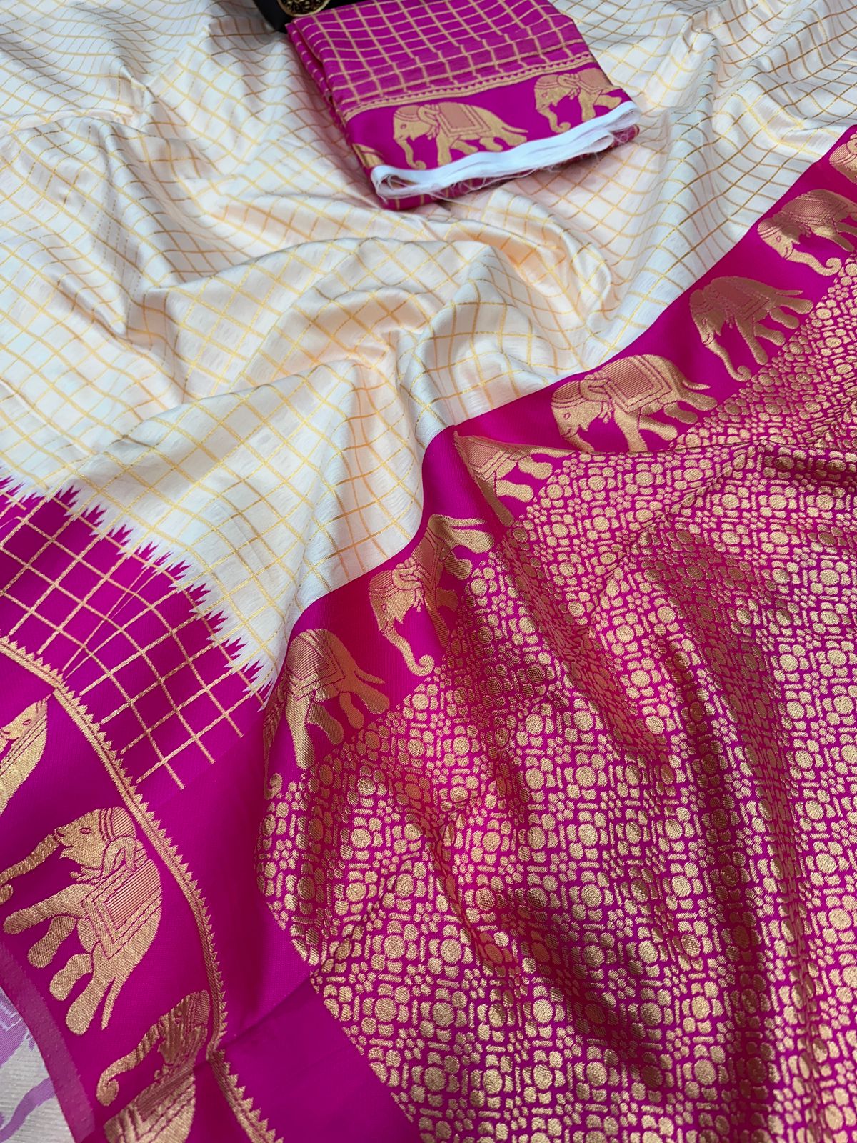 Elegant Organic Banarasi Lichi Silk Wedding Saree