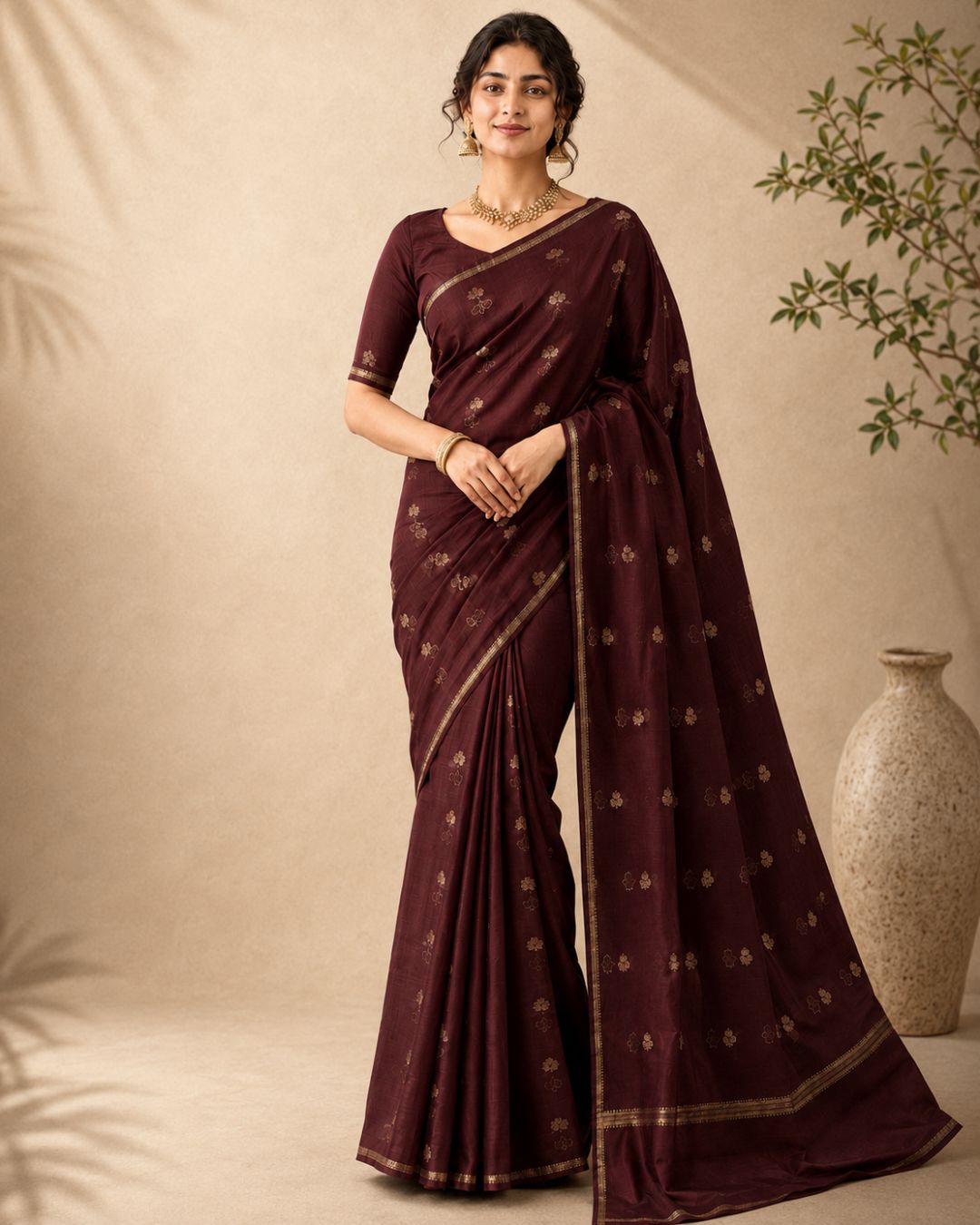 Chocolate Vaira Oosi Silk Saree