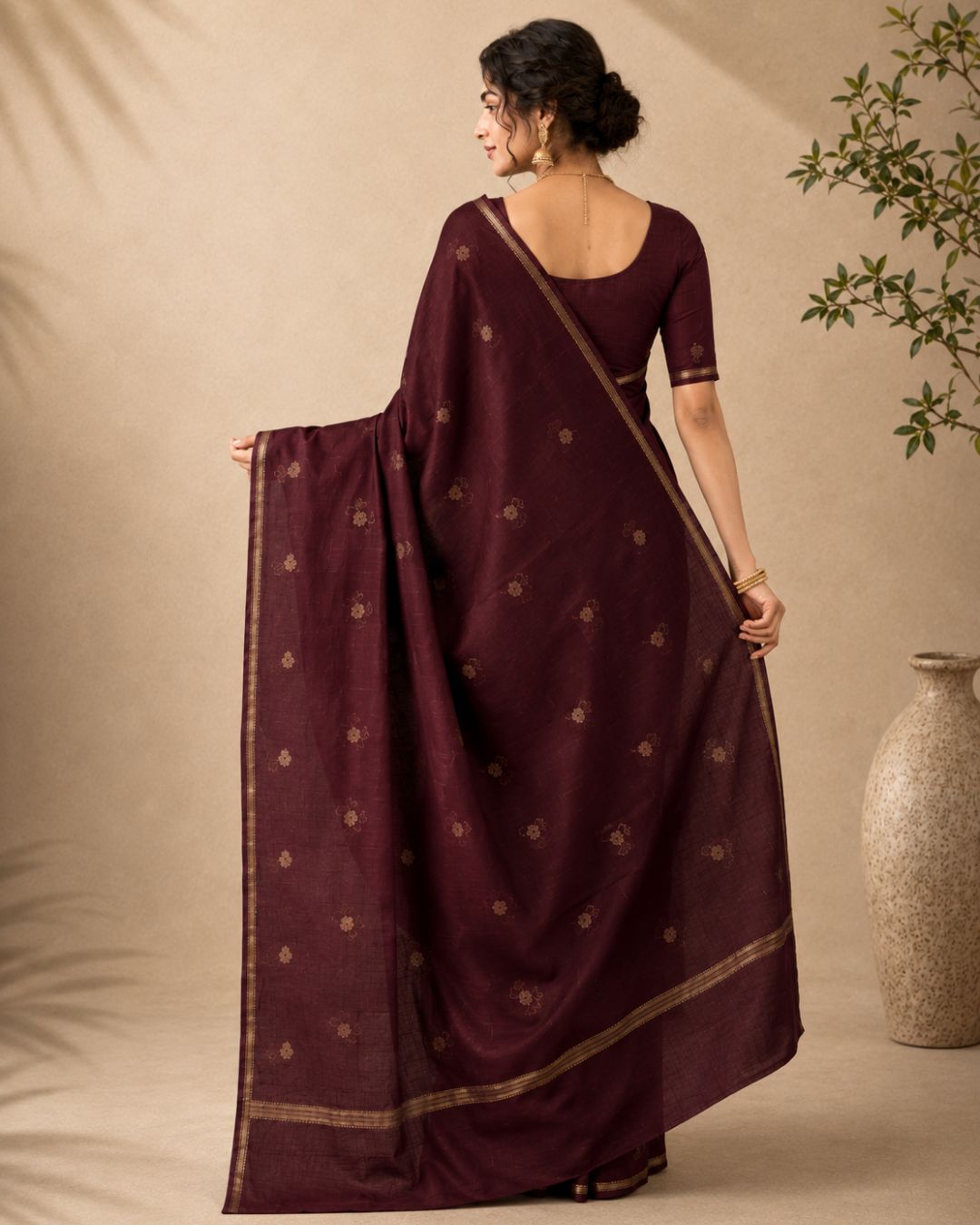 Chocolate Vaira Oosi Silk Saree