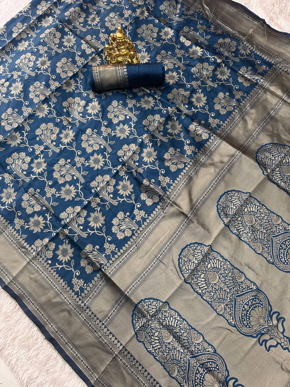 Organic Banarasi Lichi Silk Wedding Saree