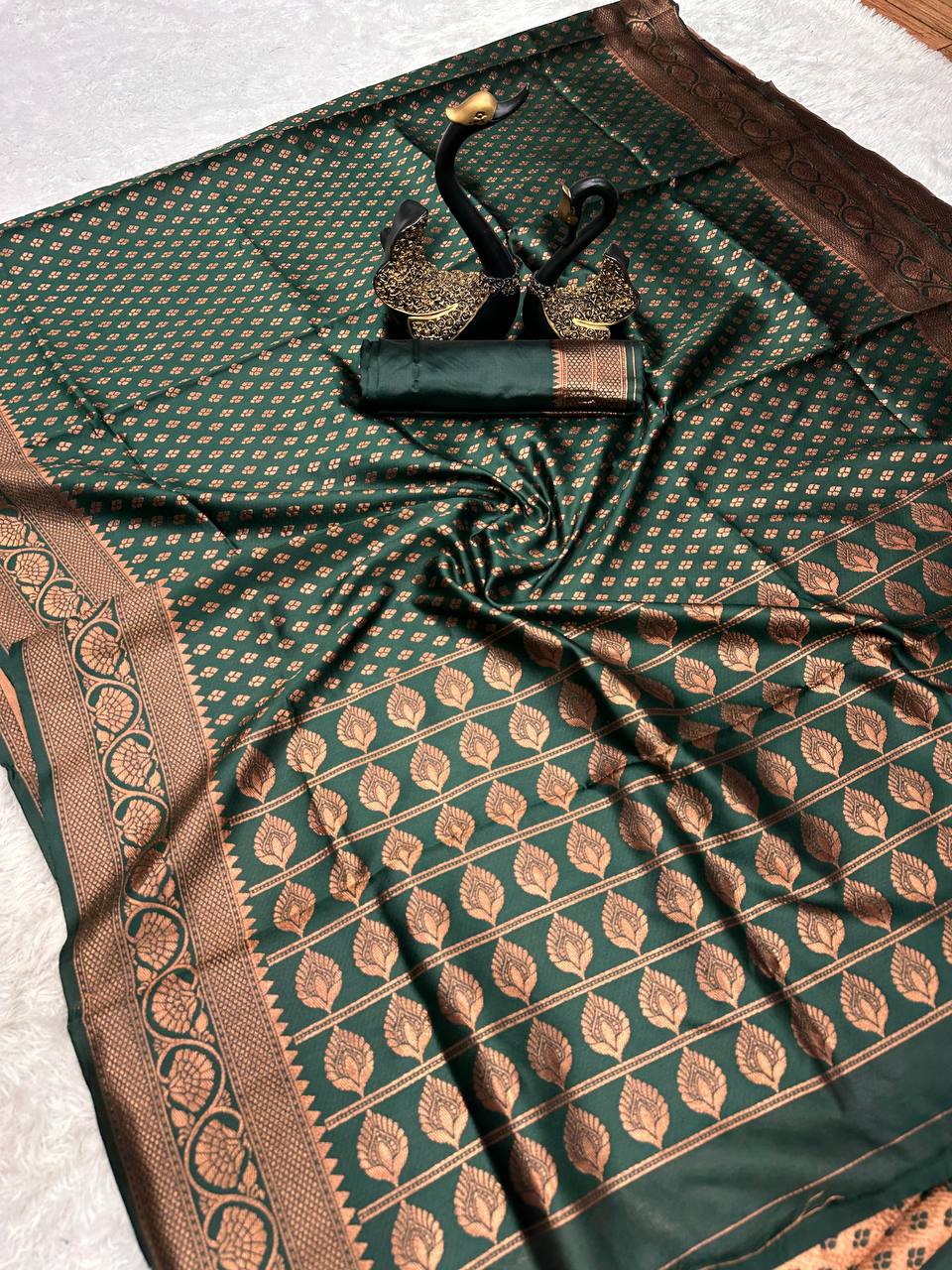 Graceful Organic Banarasi Lichi Silk Wedding Saree