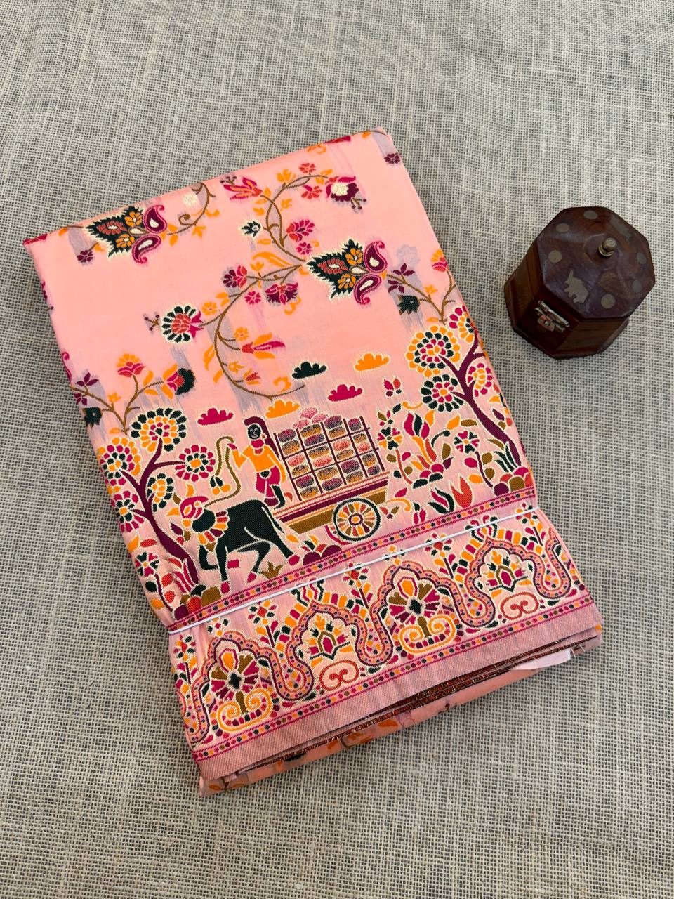 Rajwadi Pashmina Silk Weaving Saree with Kashmiri Pallu