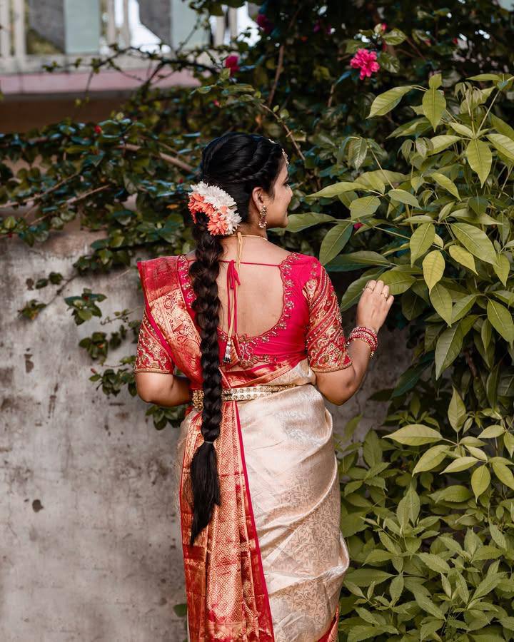 Rich Look Organic Banarasi Lichi Silk Wedding Saree