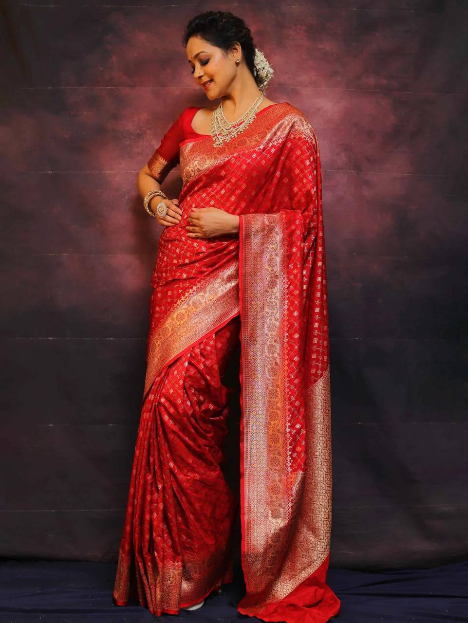 Pureform Saree Designed in Organic Banarasi Lichi Silk for Wedding Wear