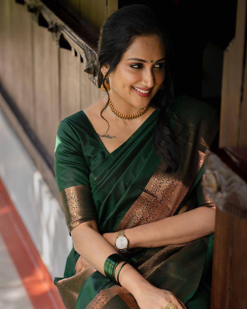 Feather Light Organic Banarasi Lichi Silk Wedding Saree