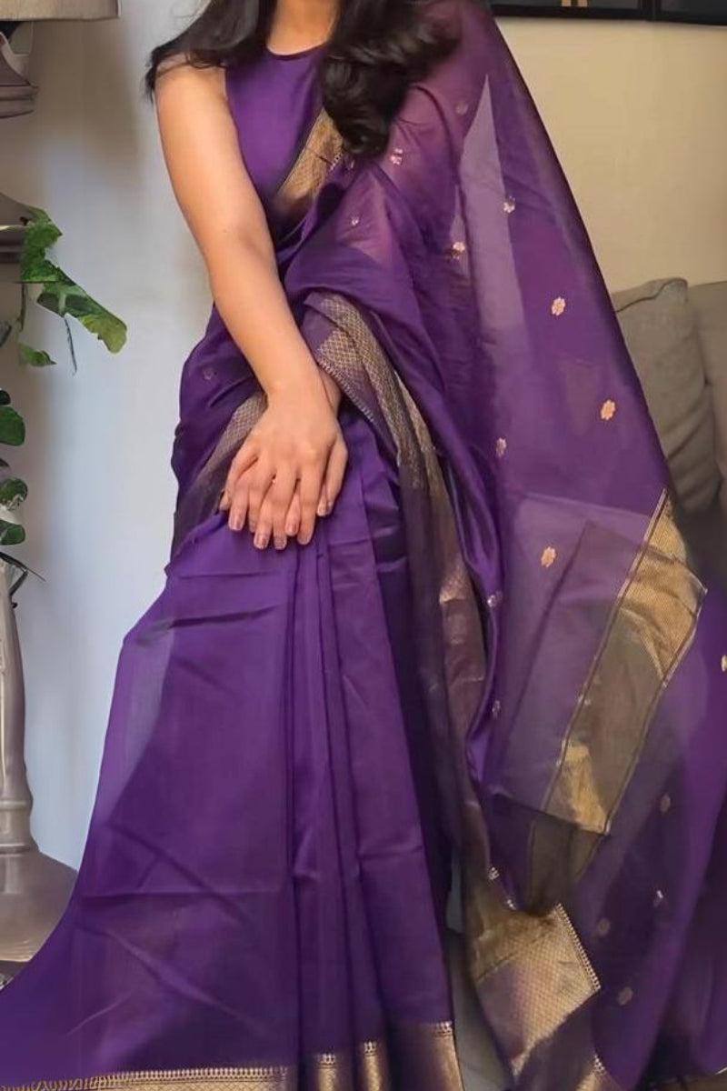 First-Time Slab Weaving Lilan Soft Cotton Saree with Rich Blouse