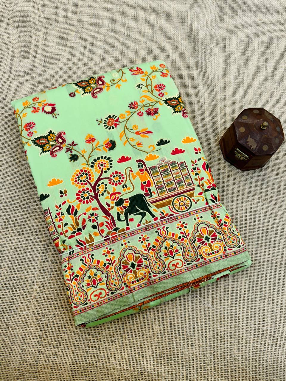 Rajwadi Pashmina Silk Weaving Saree with Kashmiri Pallu