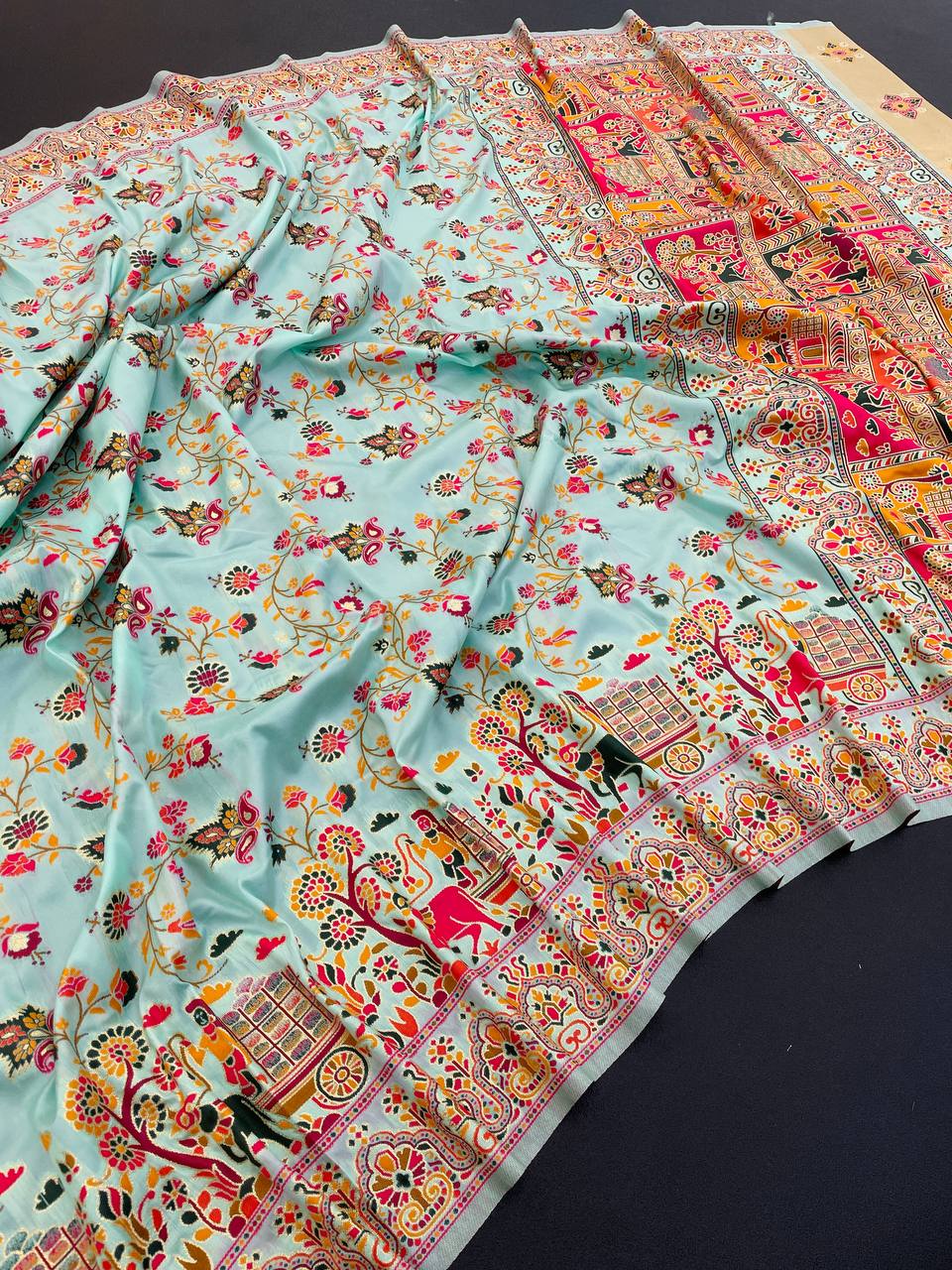 Rajwadi Pashmina Silk Weaving Saree with Kashmiri Pallu