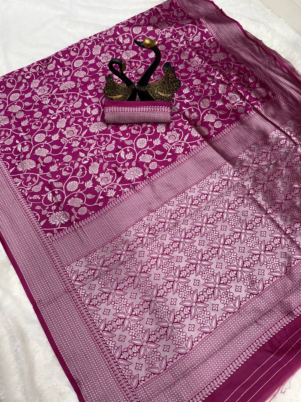 Graceful Organic Banarasi Lichi Silk Wedding Saree