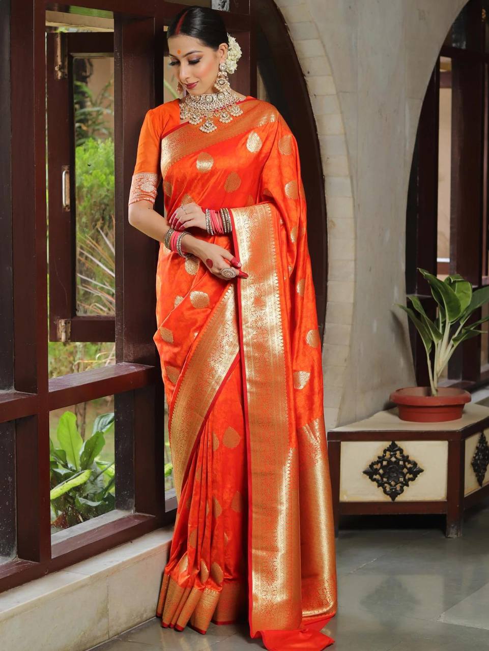 Weightless Saree Made with Organic Banarasi Lichi Silk for Wedding Wear