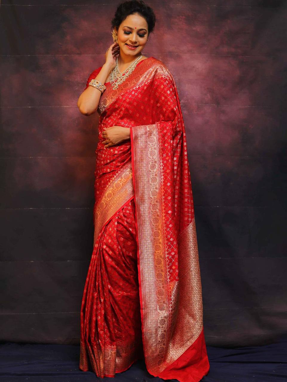 Pureform Saree Designed in Organic Banarasi Lichi Silk for Wedding Wear