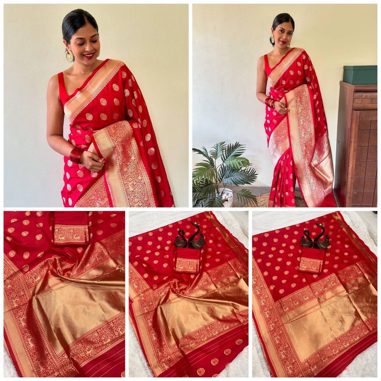 Breathable Organic Banarasi Lichi Silk Wedding Saree