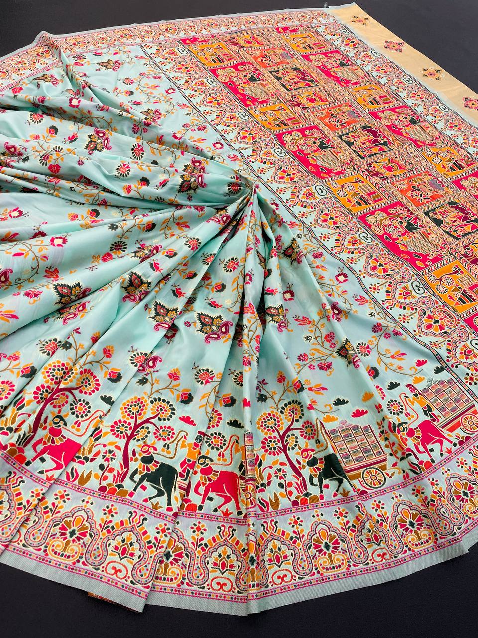 Rajwadi Pashmina Silk Weaving Saree with Kashmiri Pallu