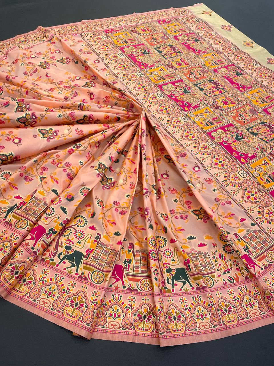 Rajwadi Pashmina Silk Weaving Saree with Kashmiri Pallu