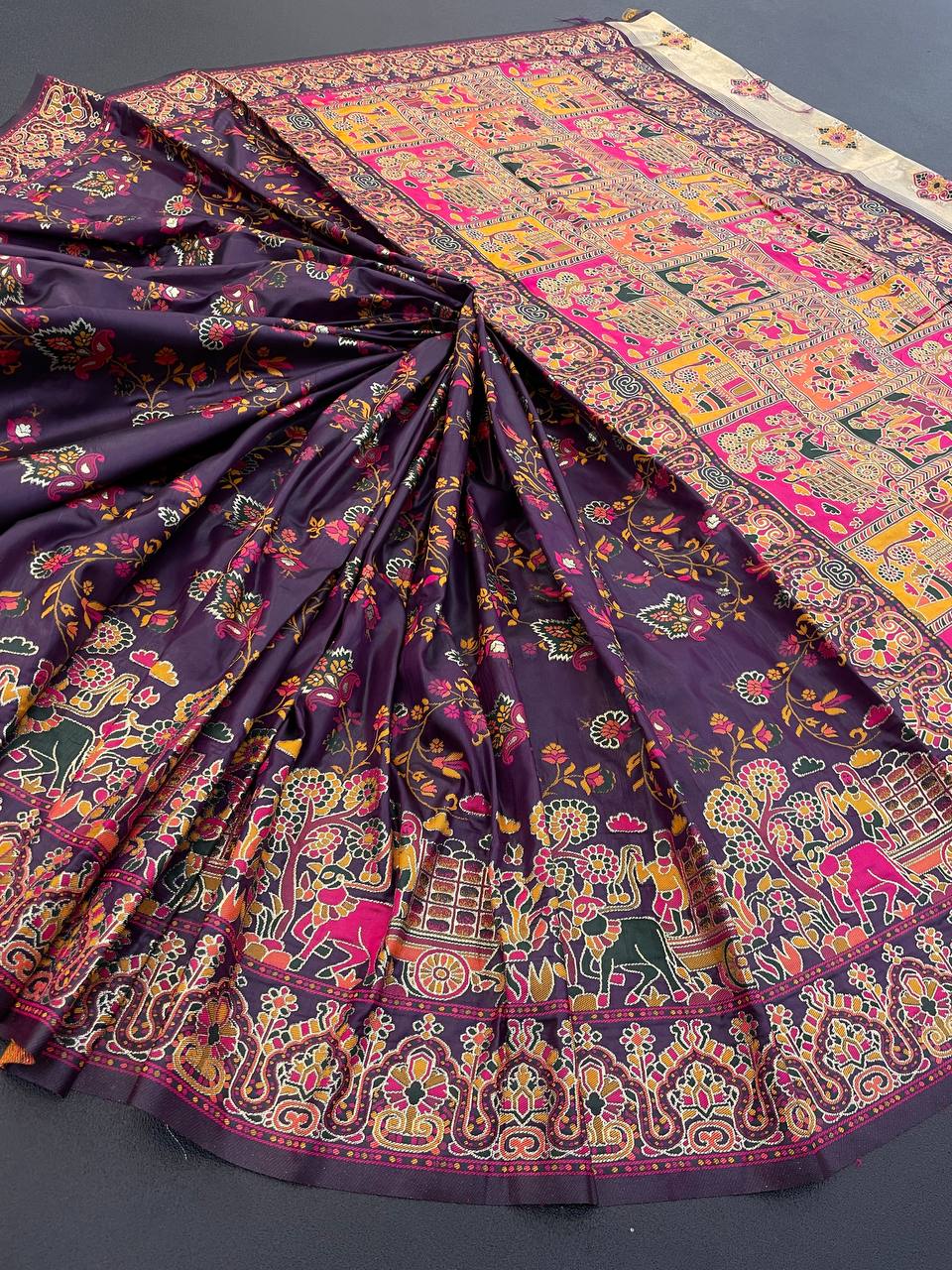 Rajwadi Pashmina Silk Weaving Saree with Kashmiri Pallu