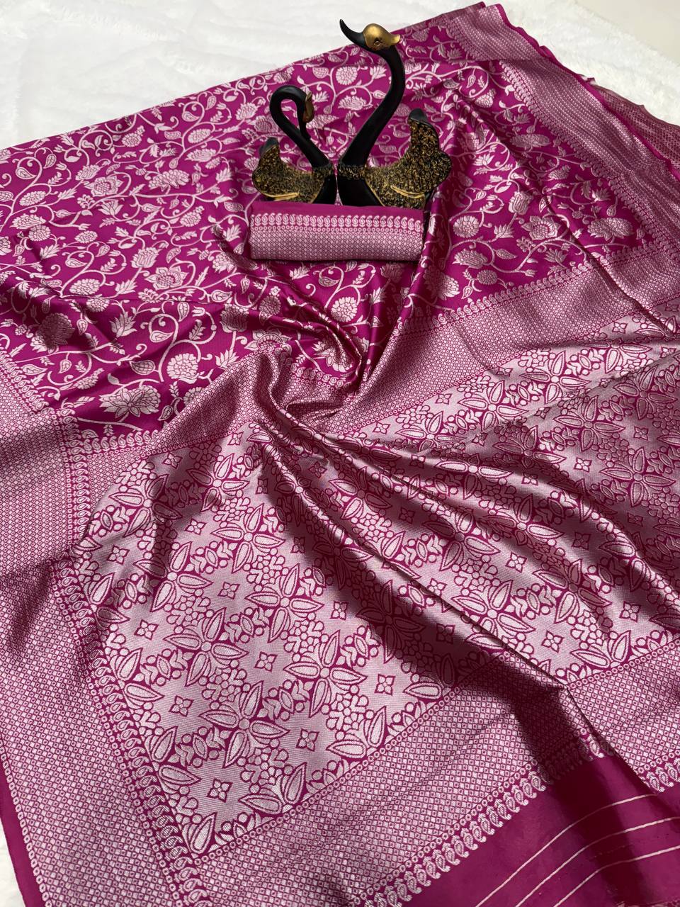 Graceful Organic Banarasi Lichi Silk Wedding Saree