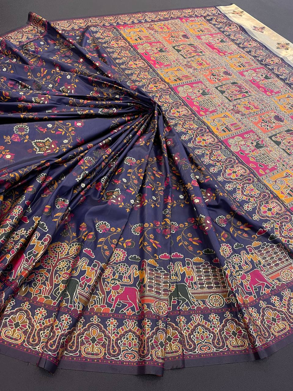 Rajwadi Pashmina Silk Weaving Saree with Kashmiri Pallu