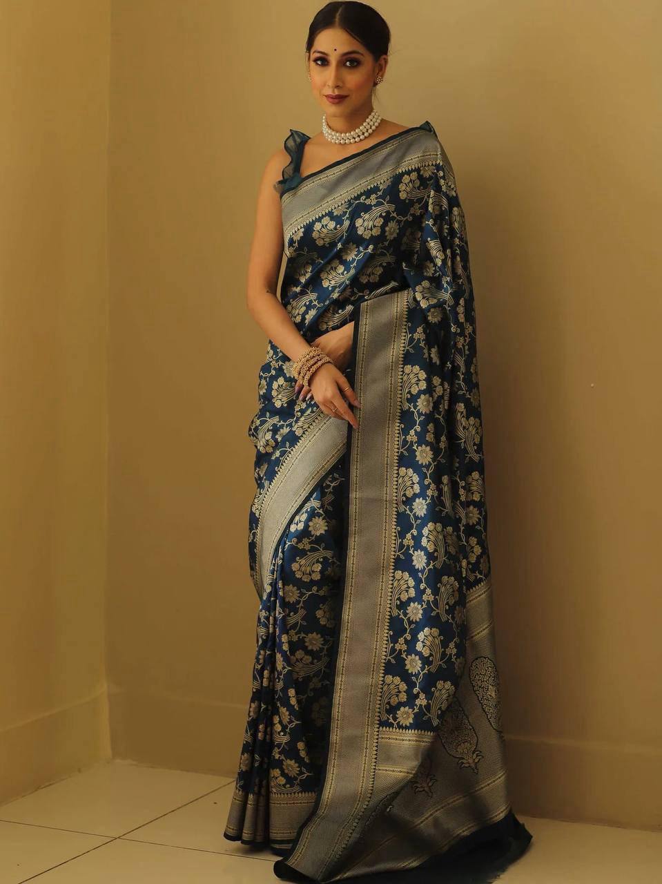 Organic Banarasi Lichi Silk Wedding Saree
