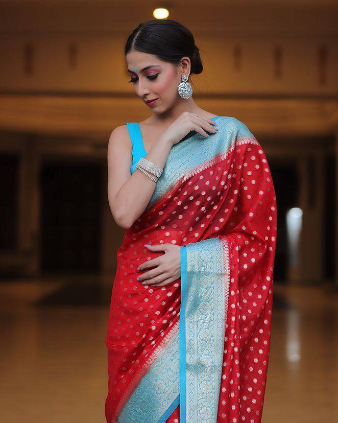Comfort Fit Organic Banarasi Lichi Silk Wedding Saree