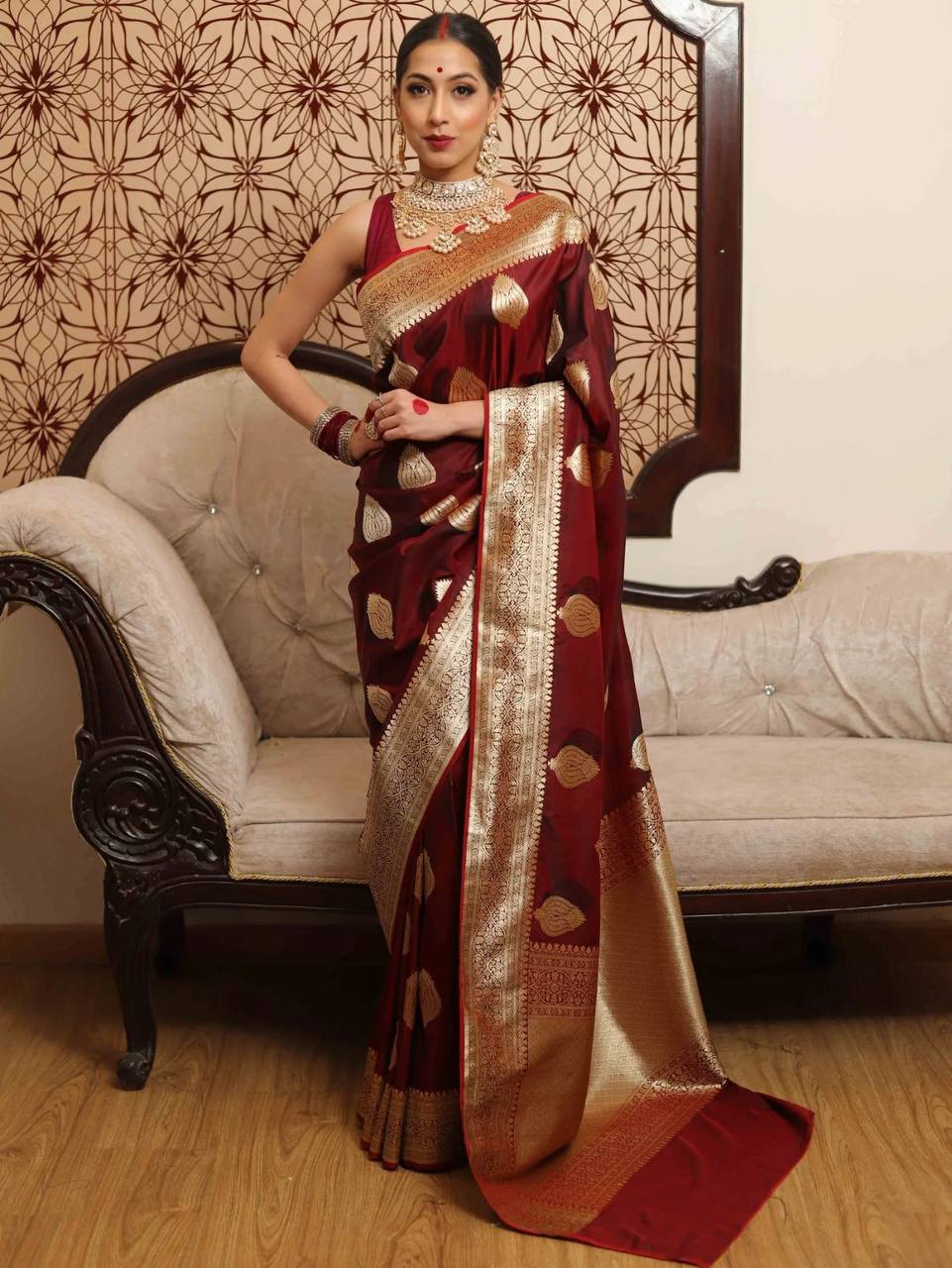 Soft Lichi Silk Organic Banarasi Wedding Saree