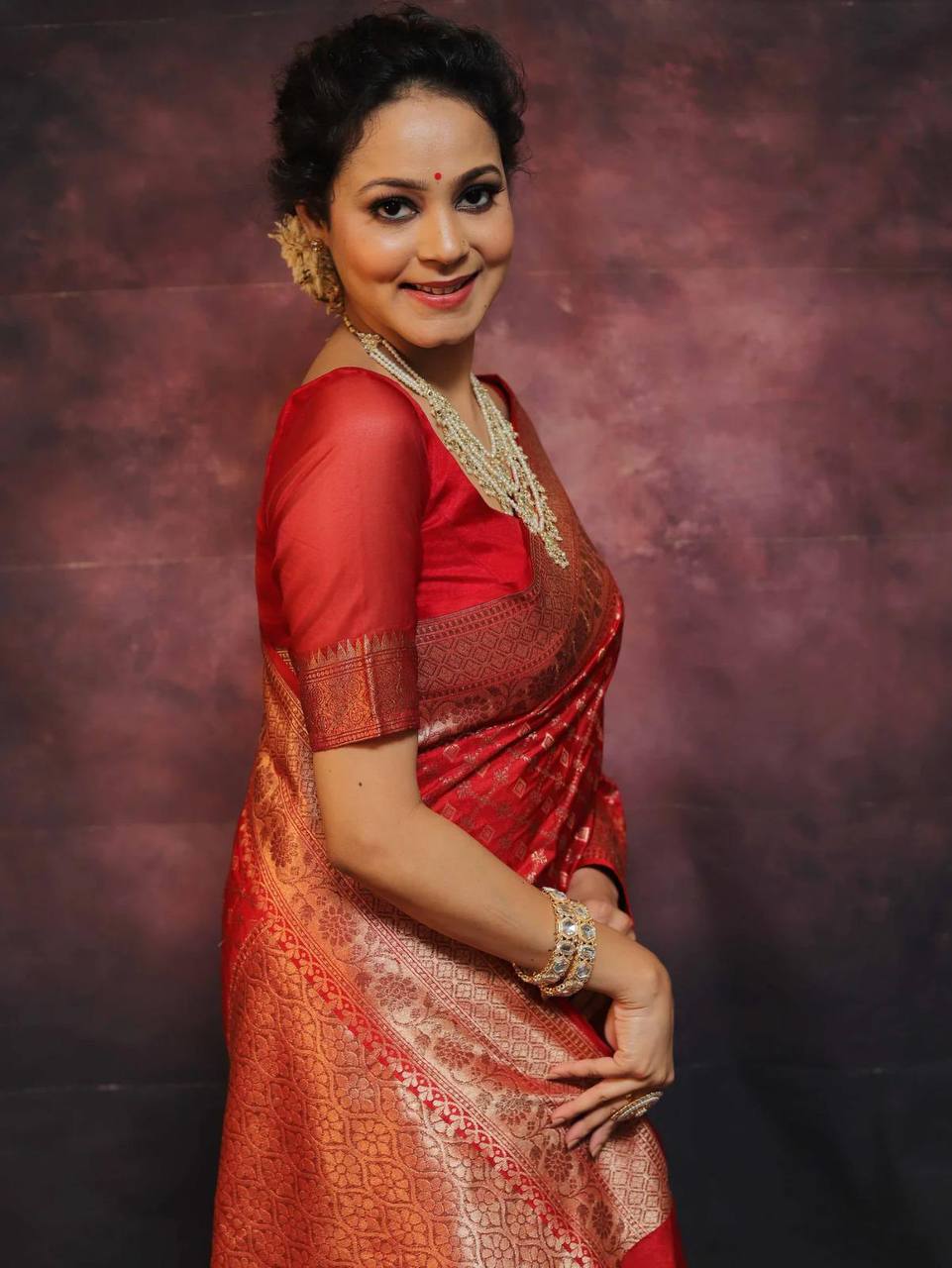 Pureform Saree Designed in Organic Banarasi Lichi Silk for Wedding Wear