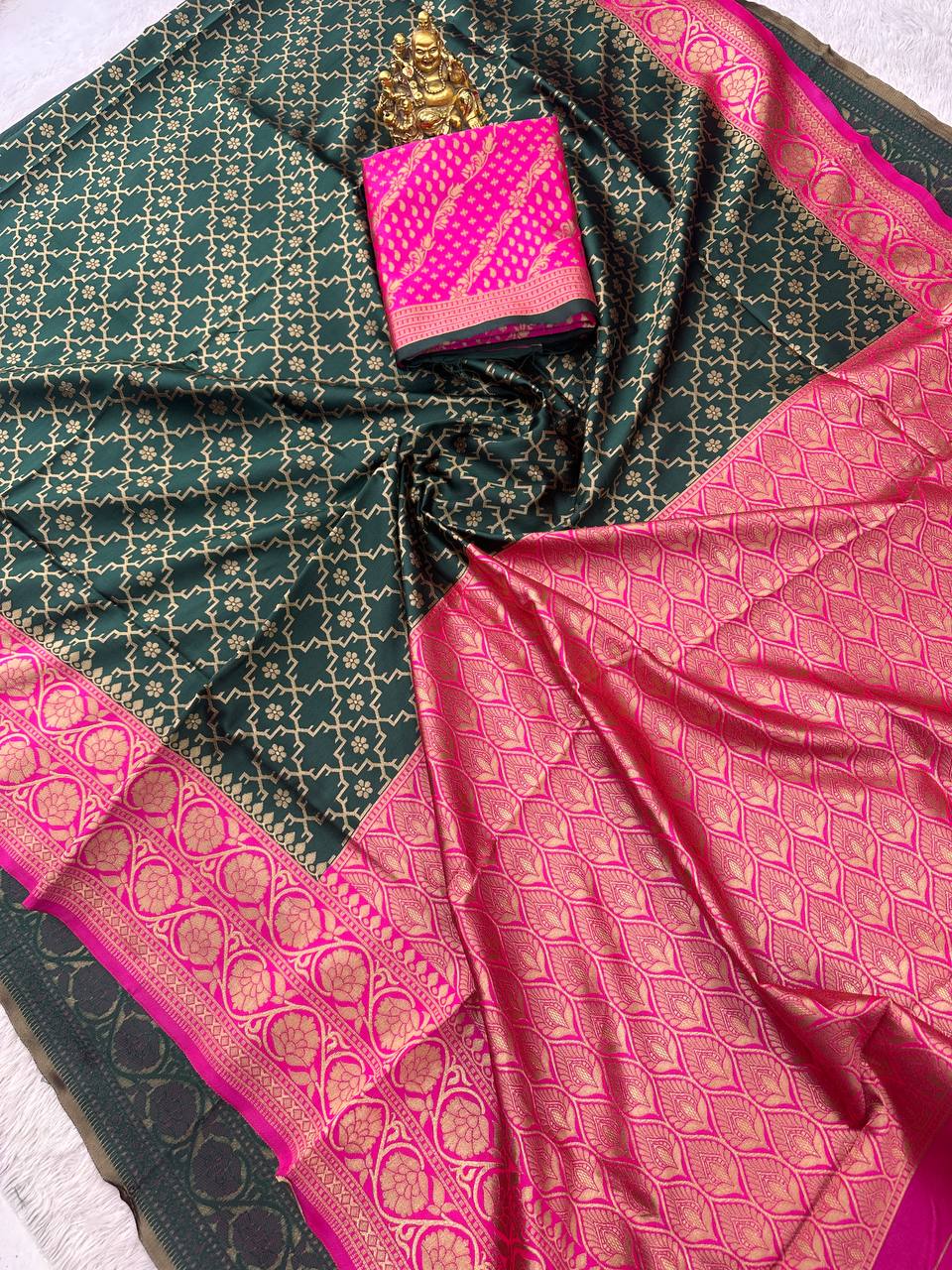 Organic Banarasi Lichi Silk Wedding Saree – Rich & Comfortable